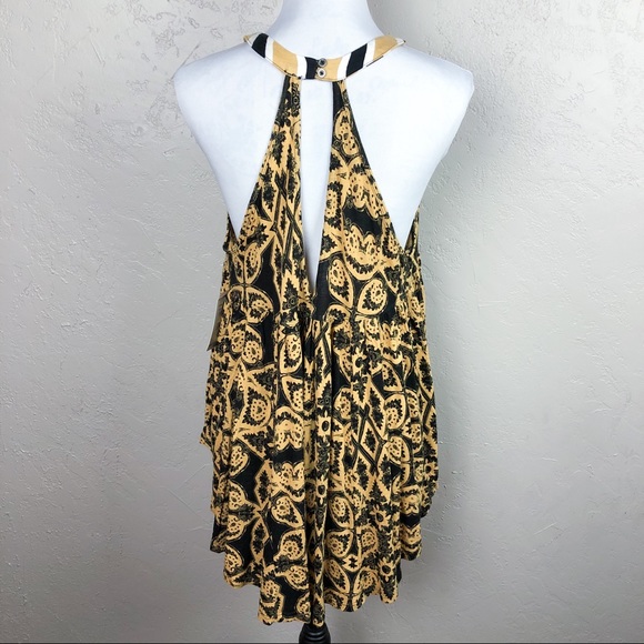 NWT Free People Mimi Tunic Top Black and Yellow - Picture 4 of 7